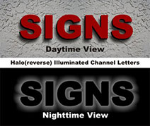 Reverse illuminated channel letters illustration