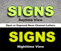Open/exposed Internally illuminated channel letters illustration