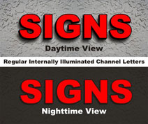 Internally illuminated channel letters illustration